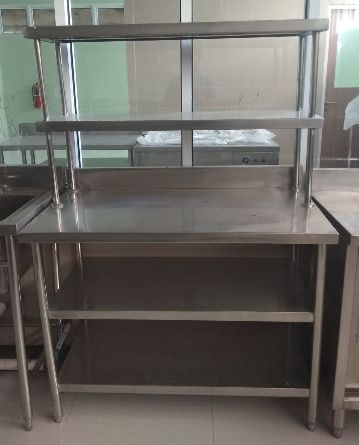 Meja Stainless with Over Shelf